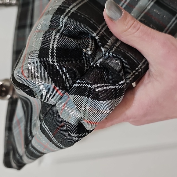 Coach Poppy Plaid Lurex Tartan Black and Gray Women's Tote Bag - Picture 9 of 17